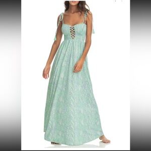 Maaji Mint Green Lace Maxi Dress with Tie Straps
